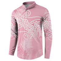 Aotearoa Maori Koru Curves Button Sweatshirt Silver Ferns - Rose Pink LT7 - Polynesian Pride