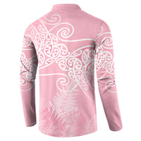Aotearoa Maori Koru Curves Button Sweatshirt Silver Ferns - Rose Pink LT7 - Polynesian Pride
