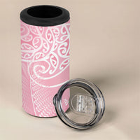 Aotearoa Maori Koru Curves 4 in 1 Can Cooler Tumbler Silver Ferns - Rose Pink LT7 - Polynesian Pride