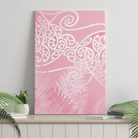 Aotearoa Maori Koru Curves Canvas Wall Art Silver Ferns - Rose Pink LT7 - Polynesian Pride