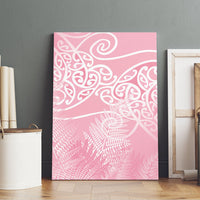 Aotearoa Maori Koru Curves Canvas Wall Art Silver Ferns - Rose Pink LT7 - Polynesian Pride