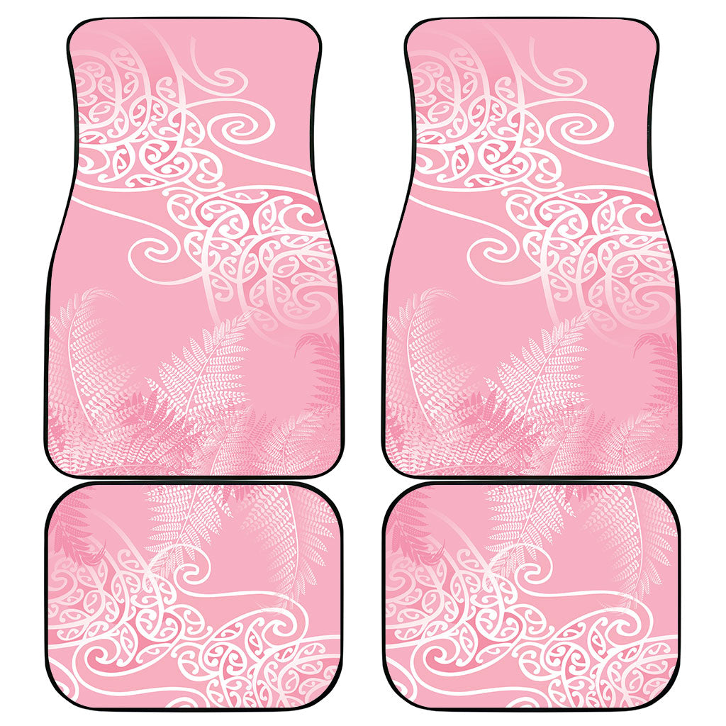 Aotearoa Maori Koru Curves Car Mats Silver Ferns - Rose Pink LT7 - Polynesian Pride