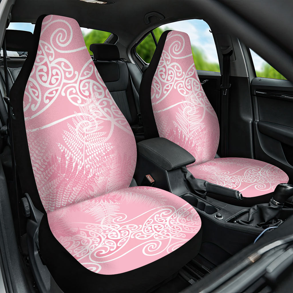 Aotearoa Maori Koru Curves Car Seat Cover Silver Ferns - Rose Pink LT7 One Size Pink - Polynesian Pride