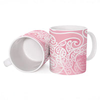 Aotearoa Maori Koru Curves Ceramic Mug Silver Ferns - Rose Pink LT7 - Polynesian Pride
