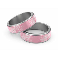 Aotearoa Maori Koru Curves Classic Ring Silver Ferns - Rose Pink LT7 Sliver Pink - Polynesian Pride