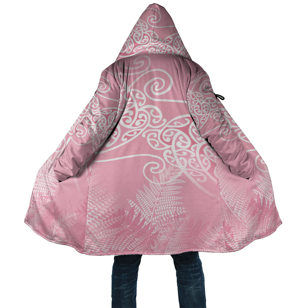 Aotearoa Maori Koru Curves Cloak Silver Ferns - Rose Pink LT7 Unisex Pink - Polynesian Pride