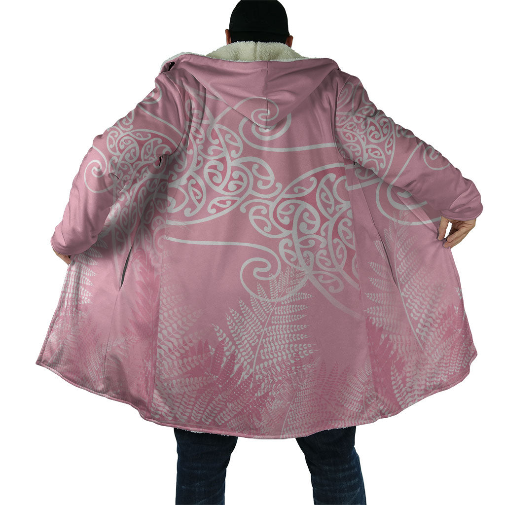 Aotearoa Maori Koru Curves Cloak Silver Ferns - Rose Pink LT7 - Polynesian Pride