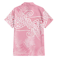 Aotearoa Maori Koru Curves Family Matching Off The Shoulder Long Sleeve Dress and Hawaiian Shirt Silver Ferns - Rose Pink