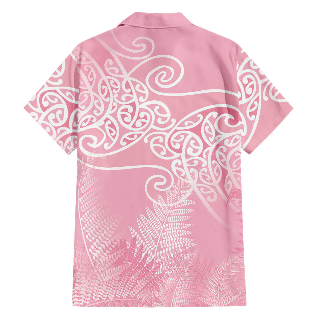 Aotearoa Maori Koru Curves Family Matching Tank Maxi Dress and Hawaiian Shirt Silver Ferns - Rose Pink
