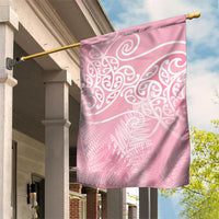 Aotearoa Maori Koru Curves Garden Flag Silver Ferns - Rose Pink LT7 House Flag Pink - Polynesian Pride