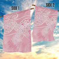Aotearoa Maori Koru Curves Garden Flag Silver Ferns - Rose Pink LT7 - Polynesian Pride