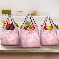 Aotearoa Maori Koru Curves Grocery Bag Silver Ferns - Rose Pink LT7 3-pack One Size Pink - Polynesian Pride