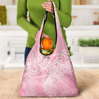 Aotearoa Maori Koru Curves Grocery Bag Silver Ferns - Rose Pink LT7 - Polynesian Pride