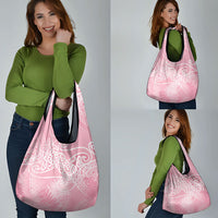 Aotearoa Maori Koru Curves Grocery Bag Silver Ferns - Rose Pink LT7 - Polynesian Pride