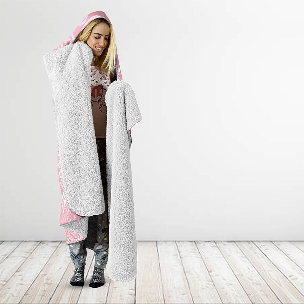Aotearoa Maori Koru Curves Hooded Blanket Silver Ferns - Rose Pink LT7 - Polynesian Pride
