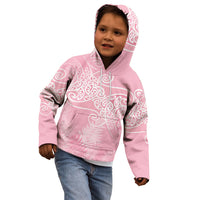 Aotearoa Maori Koru Curves Kid Hoodie Silver Ferns - Rose Pink LT7 - Polynesian Pride