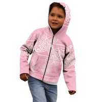 Aotearoa Maori Koru Curves Kid Hoodie Silver Ferns - Rose Pink LT7 - Polynesian Pride