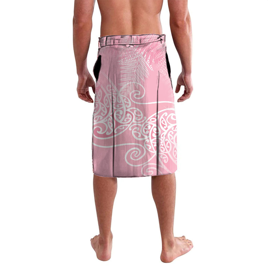 Aotearoa Maori Koru Curves Lavalava Silver Ferns - Rose Pink LT7 - Polynesian Pride