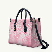 Aotearoa Maori Koru Curves Leather Bag Silver Ferns - Rose Pink LT7 Pink - Polynesian Pride