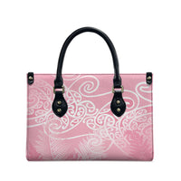 Aotearoa Maori Koru Curves Leather Bag Silver Ferns - Rose Pink LT7 - Polynesian Pride