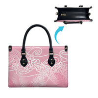 Aotearoa Maori Koru Curves Leather Bag Silver Ferns - Rose Pink LT7 - Polynesian Pride