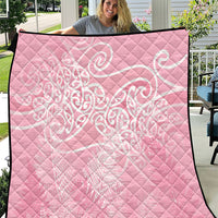 Aotearoa Maori Koru Curves Quilt Silver Ferns - Rose Pink LT7 Pink - Polynesian Pride