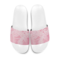 Aotearoa Maori Koru Curves Slide Sandals Silver Ferns - Rose Pink LT7 Pink - Polynesian Pride