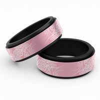 Aotearoa Maori Koru Curves Spinner Ring Silver Ferns - Rose Pink LT7 Black Pink - Polynesian Pride