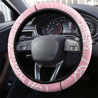 Aotearoa Maori Koru Curves Steering Wheel Cover Silver Ferns - Rose Pink LT7 - Polynesian Pride