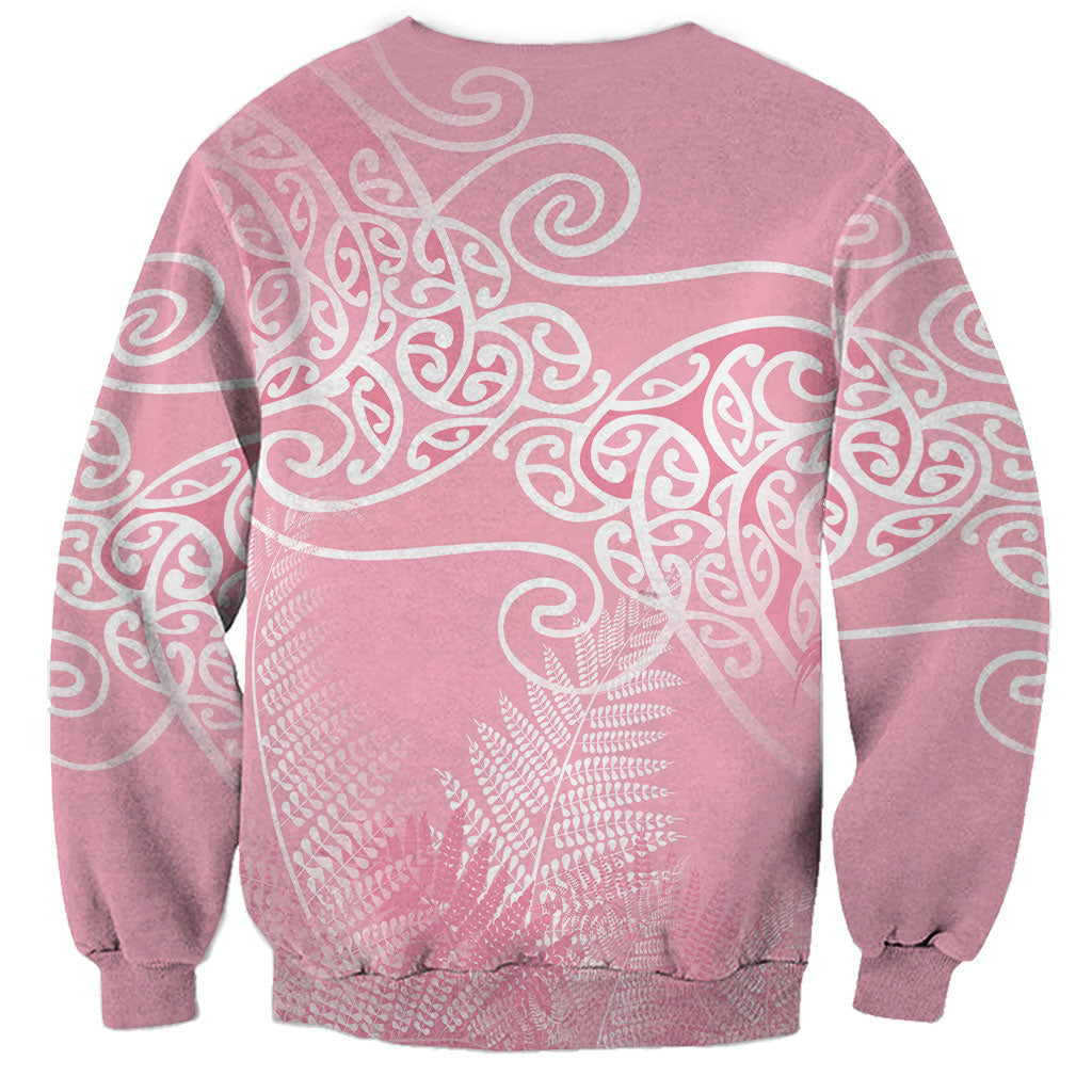 Aotearoa Maori Koru Curves Sweatshirt Silver Ferns - Rose Pink LT7 - Polynesian Pride