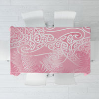 Aotearoa Maori Koru Curves Tablecloth Silver Ferns - Rose Pink