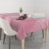 Aotearoa Maori Koru Curves Tablecloth Silver Ferns - Rose Pink