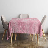 Aotearoa Maori Koru Curves Tablecloth Silver Ferns - Rose Pink