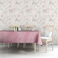 Aotearoa Maori Koru Curves Tablecloth Silver Ferns - Rose Pink