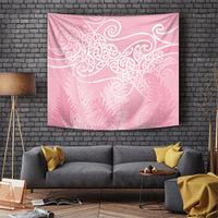 Aotearoa Maori Koru Curves Tapestry Silver Ferns - Rose Pink LT7 Pink - Polynesian Pride