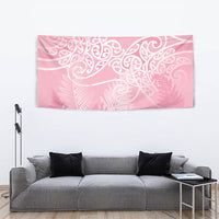 Aotearoa Maori Koru Curves Tapestry Silver Ferns - Rose Pink LT7 - Polynesian Pride