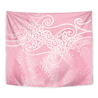 Aotearoa Maori Koru Curves Tapestry Silver Ferns - Rose Pink LT7 - Polynesian Pride