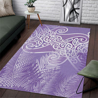 Aotearoa Maori Koru Curves Area Rug Silver Ferns - Amethyst LT7 Purple - Polynesian Pride