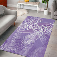 Aotearoa Maori Koru Curves Area Rug Silver Ferns - Amethyst LT7 - Polynesian Pride