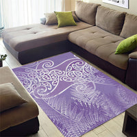 Aotearoa Maori Koru Curves Area Rug Silver Ferns - Amethyst LT7 - Polynesian Pride