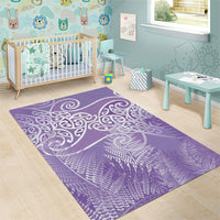 Aotearoa Maori Koru Curves Area Rug Silver Ferns - Amethyst LT7 - Polynesian Pride