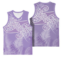 Aotearoa Maori Koru Curves Basketball Jersey Silver Ferns - Amethyst LT7 - Polynesian Pride