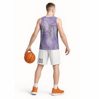 Aotearoa Maori Koru Curves Basketball Jersey Silver Ferns - Amethyst LT7 - Polynesian Pride