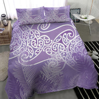 Aotearoa Maori Koru Curves Bedding Set Silver Ferns - Amethyst LT7 - Polynesian Pride
