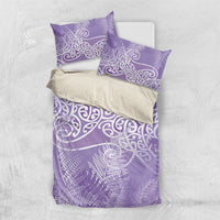Aotearoa Maori Koru Curves Bedding Set Silver Ferns - Amethyst LT7 US Twin 172cm x 218cm Purple - Polynesian Pride