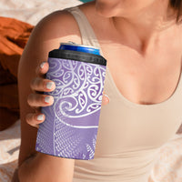 Aotearoa Maori Koru Curves 4 in 1 Can Cooler Tumbler Silver Ferns - Amethyst LT7 - Polynesian Pride