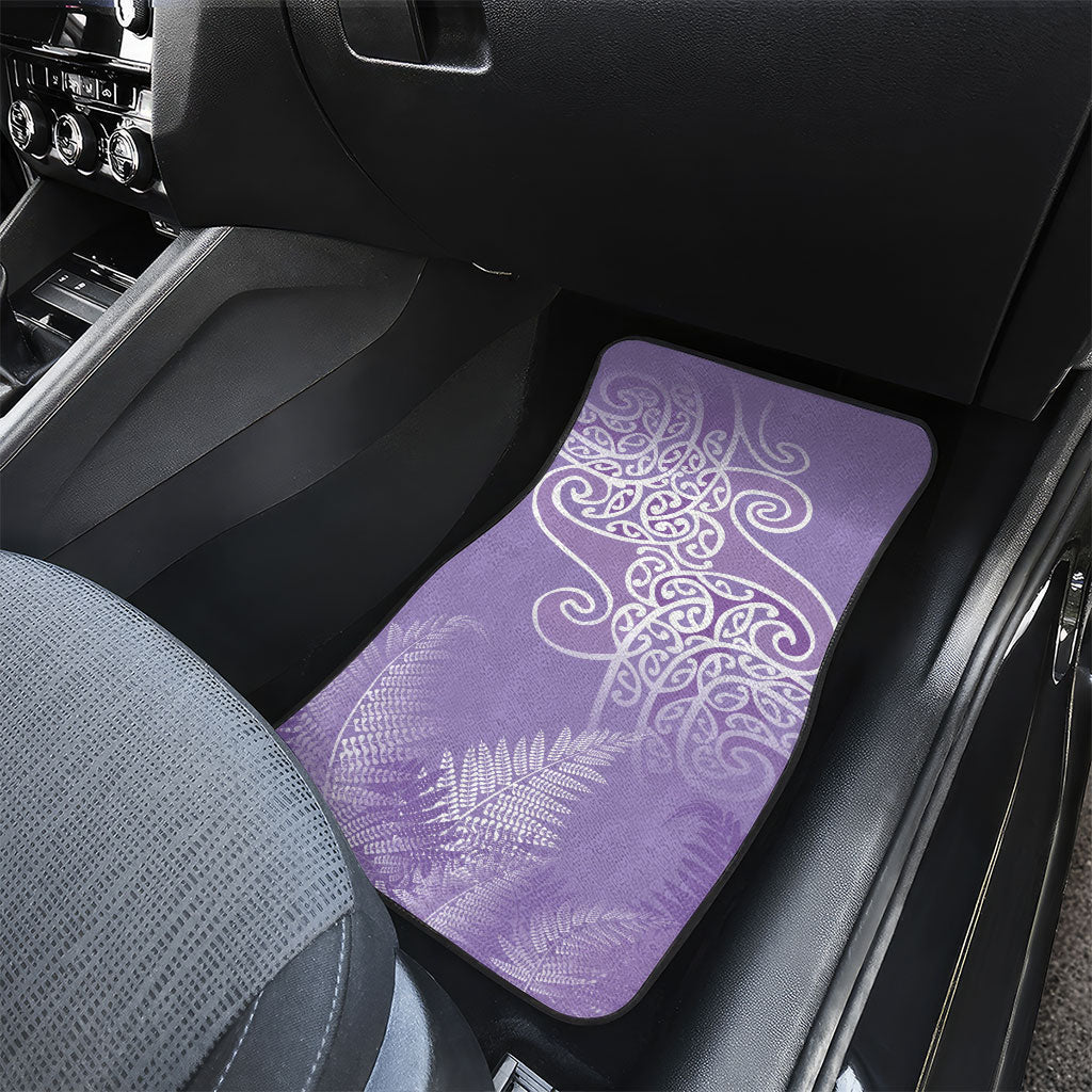 Aotearoa Maori Koru Curves Car Mats Silver Ferns - Amethyst LT7 - Polynesian Pride