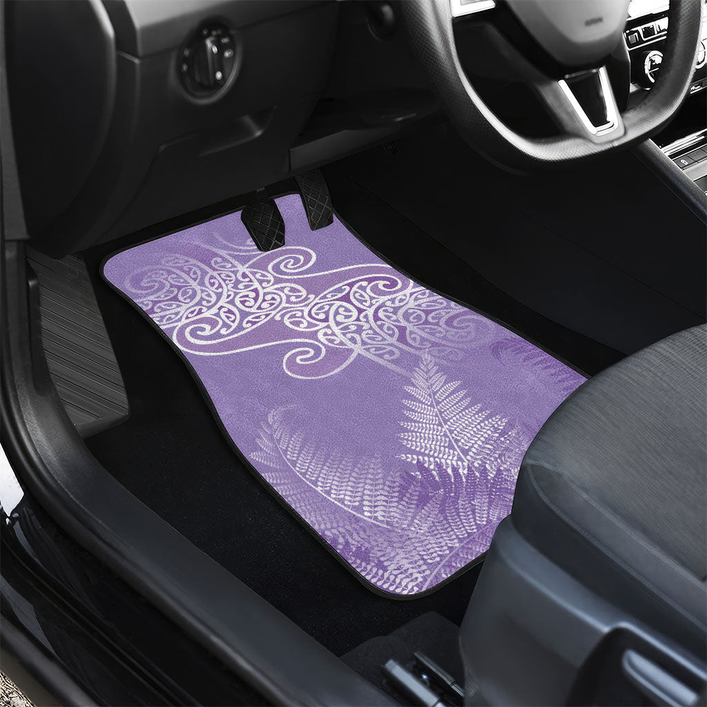 Aotearoa Maori Koru Curves Car Mats Silver Ferns - Amethyst LT7 - Polynesian Pride