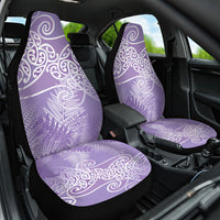Aotearoa Maori Koru Curves Car Seat Cover Silver Ferns - Amethyst LT7 One Size Purple - Polynesian Pride