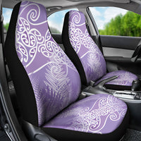 Aotearoa Maori Koru Curves Car Seat Cover Silver Ferns - Amethyst LT7 - Polynesian Pride